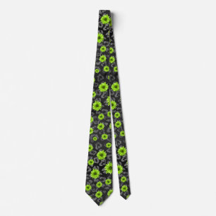 Corbata Calaveras Verdes y Diseño de la Serie Girasoles 7