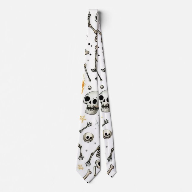 Corbata Calaveras y esqueletos de Halloween (Anverso)