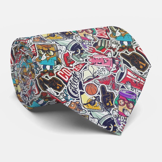 Corbata Calcomanía Retro - Grafiti de Dibujos Animados (Enrollado)