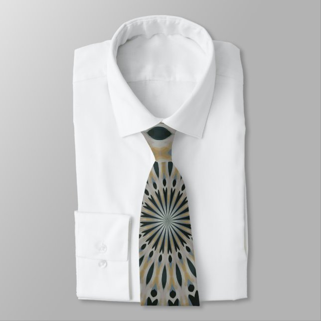 Corbata Calidoscopio de Camello y Verde Teal (Atado)
