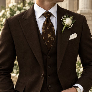 Corbata Cáliz de Viñedo de Boda Old Money Uva Marrón