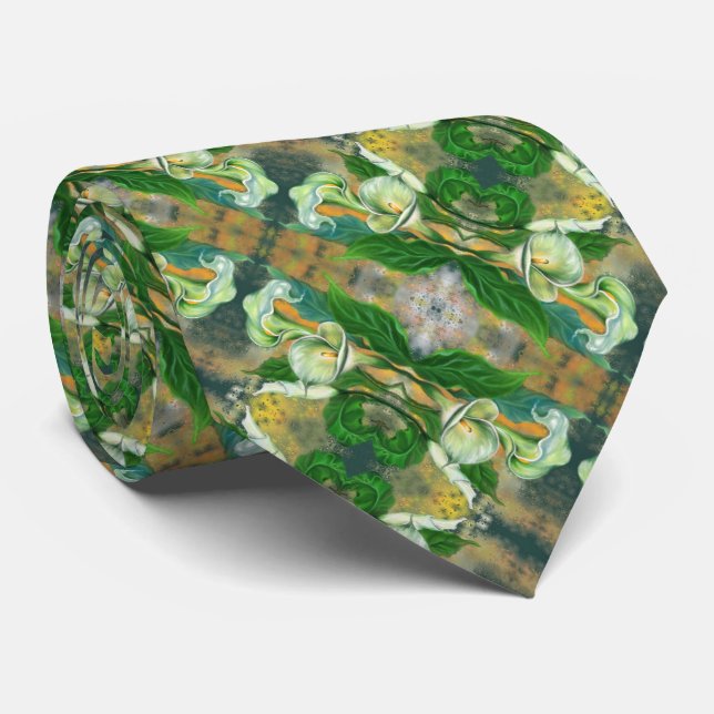Corbata Calla Lily Flowers Neck Tie (Enrollado)