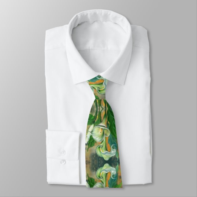 Corbata Calla Lily Flowers Neck Tie - Pintura (Atado)