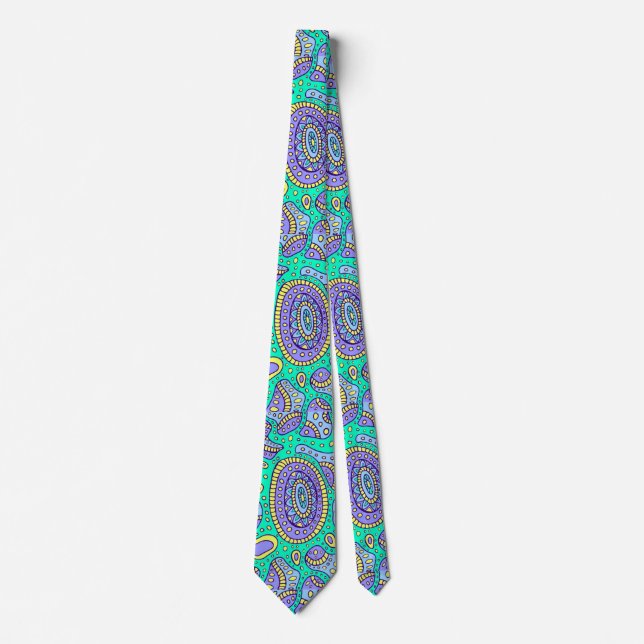 Corbata Calzado de Cuello Vivid Aqua y Purple Paisley (Anverso)