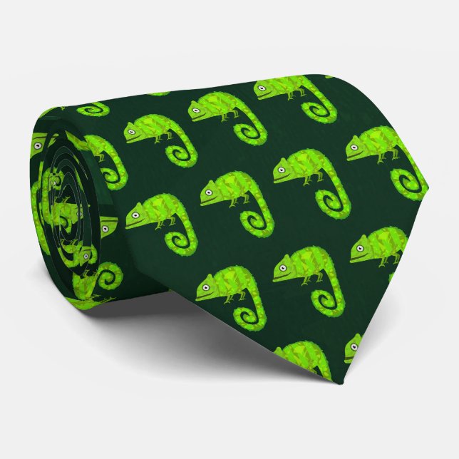 Corbata Camaleón verde lindo (Enrollado)