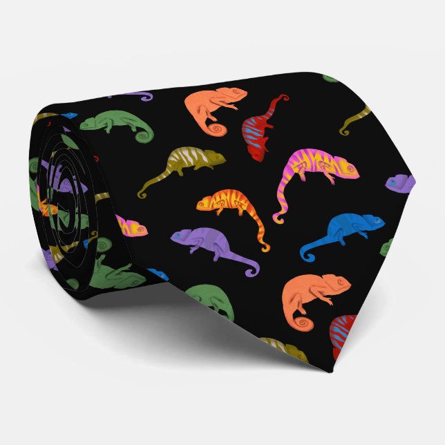 Corbata Camaleones Reptiles Lagartos Coloridos  (Enrollado)
