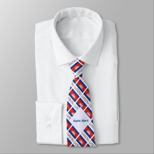 Corbata Camboya Bandera Camboyana Baldosas Azules Personal