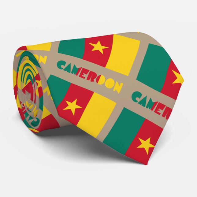 Corbata Camerún y la bandera camerunesa enlosada (Enrollado)