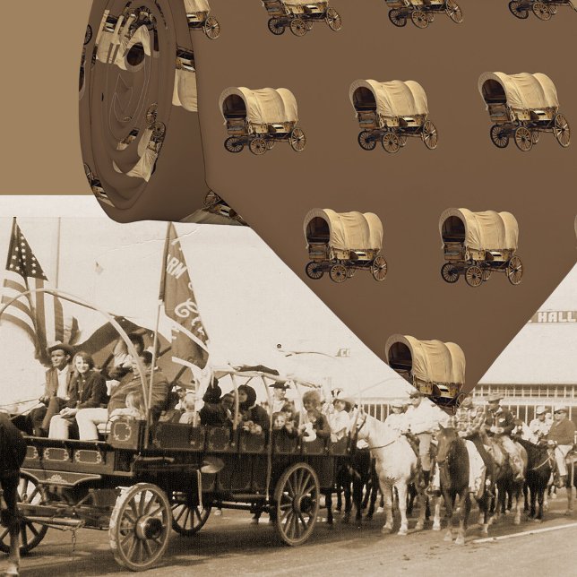 Corbata Camino de Cowboy Camino Cubierto de Occidente (Western necktie with a covered wagon)