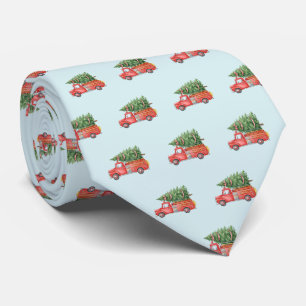 Corbata Camión de bomberos de Navidad con acuarela