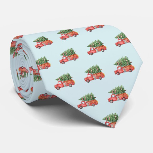 Corbata Camión de bomberos de Navidad con acuarela (Enrollado)