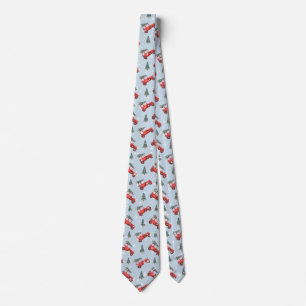 Corbata Camión Rojo Antiguo Con Un Árbol De Navidad