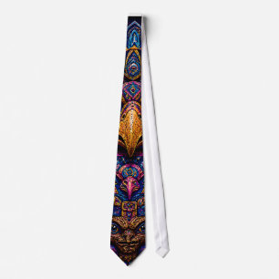 Corbata Camiseta masculina de arte totémico de búho psicod
