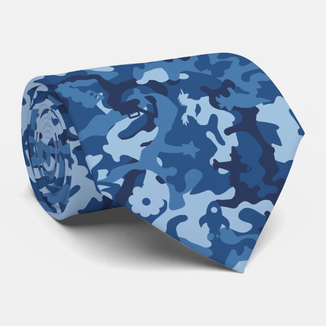 Corbata Camo divertido lindo - Azul (Enrollado)