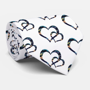 Corbata Camo naranja azul Doble diseño de corazón abierto