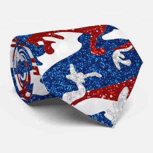 Corbata Camo Rojo, Blanco y Azul con Brillo para el 4 de J