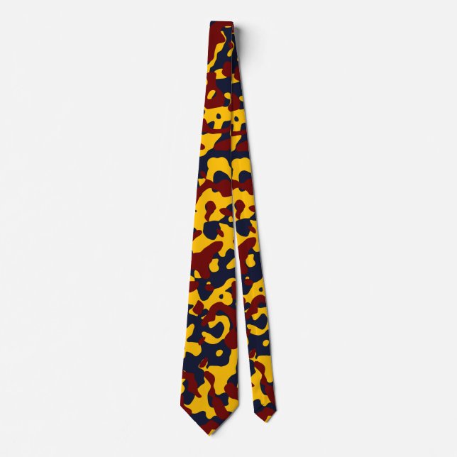 Corbata Camo rojo profundo en amarillo brillante y azul os (Anverso)