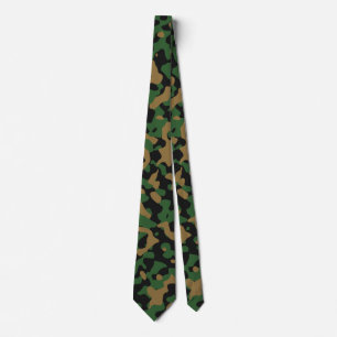 Corbata Camo verde forestal en Olive Brown y el carbón veg