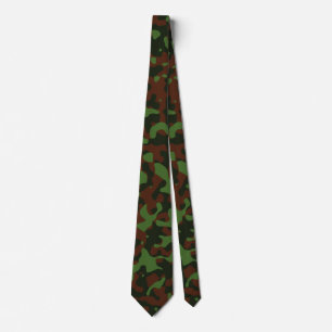 Corbata Camo verde y caoba en olivo oscuro
