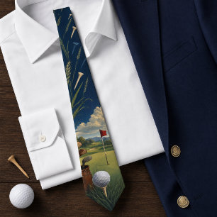 Corbata Campo y palos de golf vintage azul marino para hom