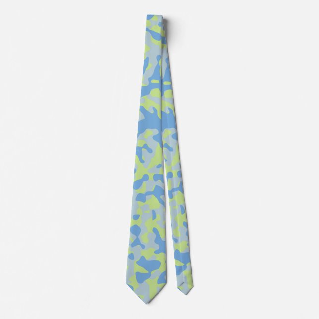 Corbata Camuflaje azul en amarillo y azul claro (Anverso)