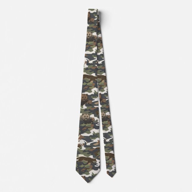 Corbata Camuflaje de estilo acuarela con animales (Anverso)