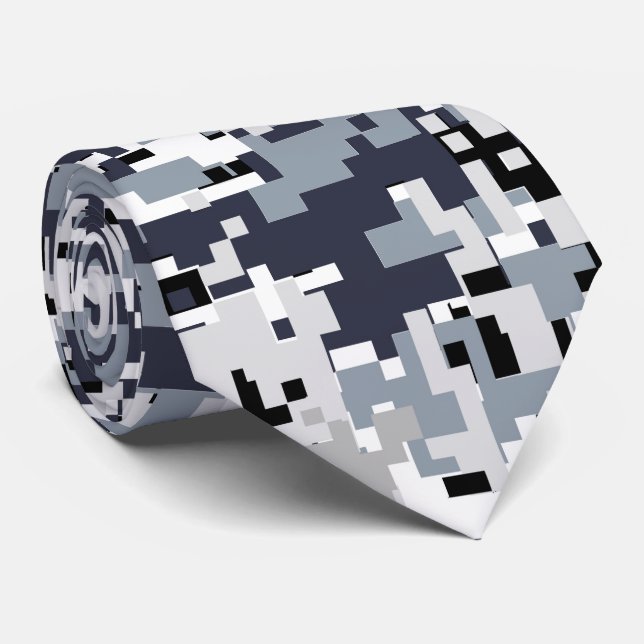 Corbata Camuflaje digital gris de estilo urbano (Enrollado)