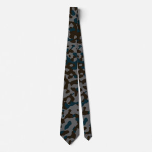 Corbata Camuflaje gris oscuro en negro y Verde azulado