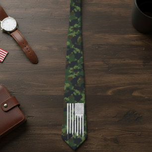 Corbata Camuflaje militar Camo blanco Bandera estadouniden