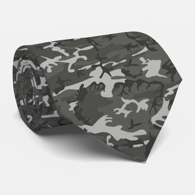 Corbata Camuflaje Militar Gris Moderno (Enrollado)