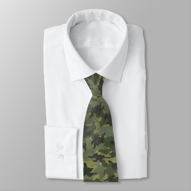 Corbata Camuflaje militar Grunge Green Camo (Atado)