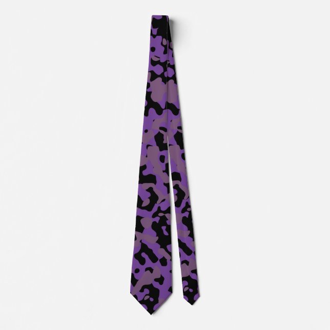 Corbata Camuflaje morado oscuro en un Rosa agitado y negro (Anverso)