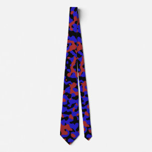 Corbata Camuflaje rojo Crimson en azul real y negro