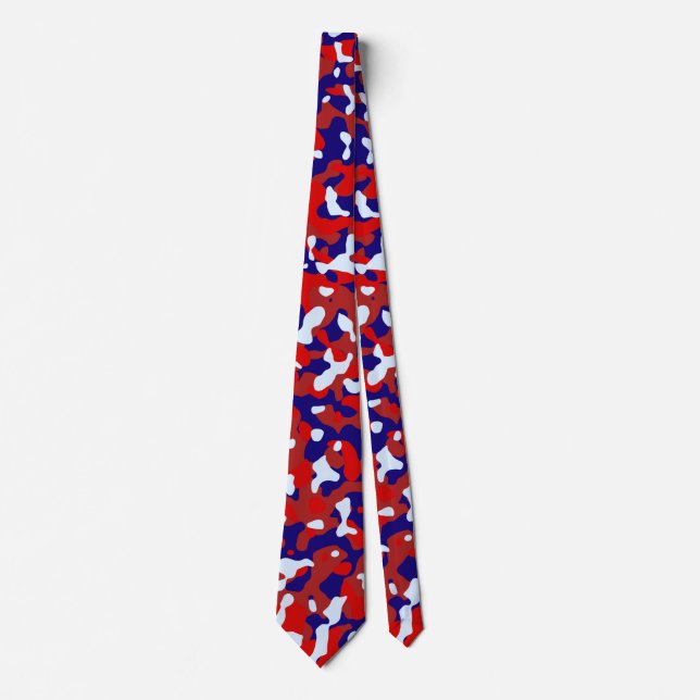 Corbata Camuflaje rojo en azul profundo y azul claro (Anverso)