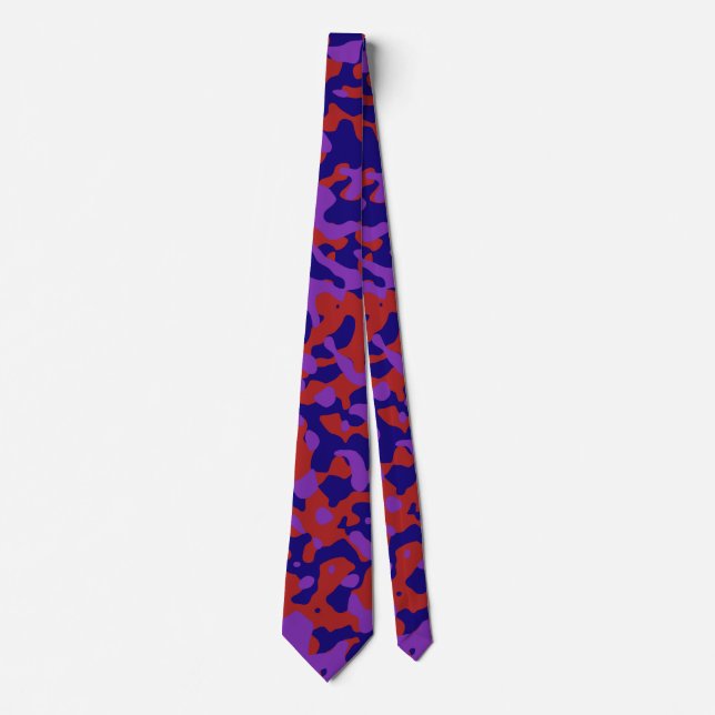 Corbata Camuflaje rojo oscuro en azul profundo y morado (Anverso)