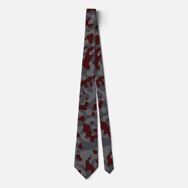 Corbata Camuflaje rojo oscuro en gris (Anverso)