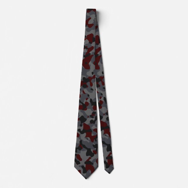 Corbata Camuflaje rojo oscuro en gris y negro (Anverso)