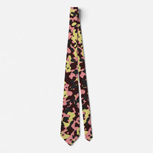 Corbata Camuflaje rosa suave en amarillo claro y carbón ve