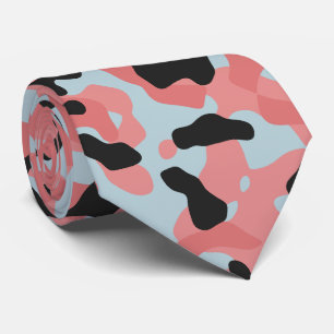 Corbata Camuflaje rosa suave en gris oscuro y azul pálido