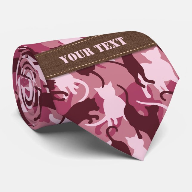 Corbata Camuflaje rosado de gatos (Enrollado)