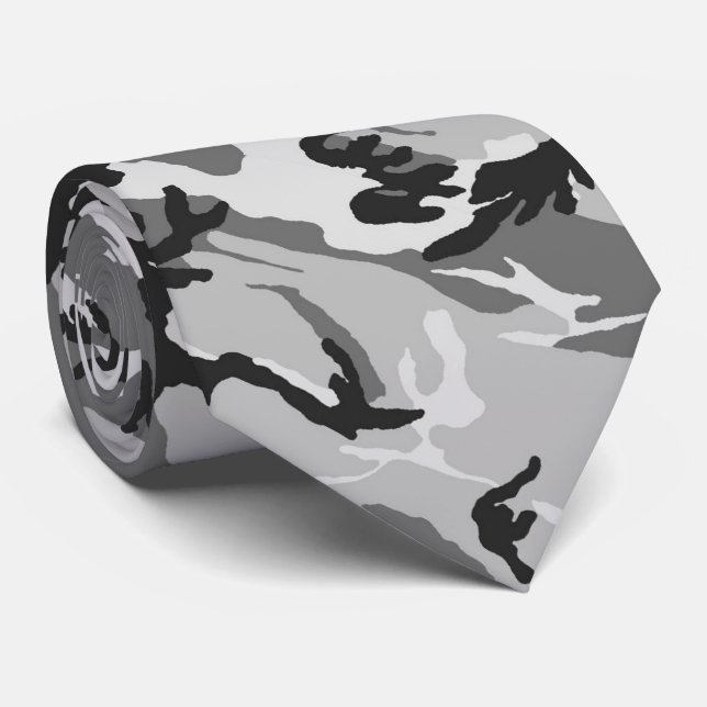 Corbata Camuflaje urbano negro y gris (Enrollado)