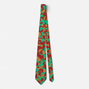 Corbata Camuflaje verde en rojo y Naranja