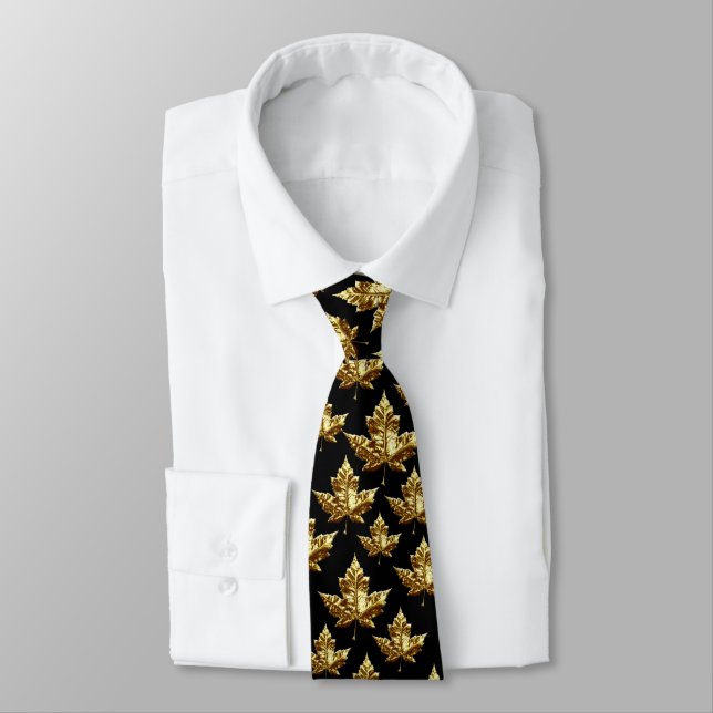 Corbata Canadá Souvenir Tie Fun Gold Canada Maple Leaf Tie (Atado)