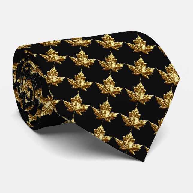 Corbata Canadá Souvenir Tie Fun Gold Canada Maple Leaf Tie (Enrollado)