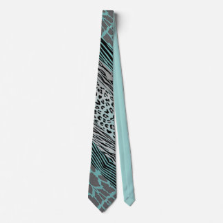 Corbata Canales De Cebra De Zebra Impresos De Gris Y Aqua