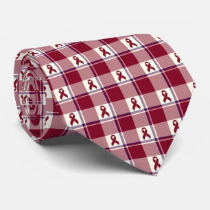 Corbata Cáncer de Cabeza y Cuello Plaid Burgundy de Concie