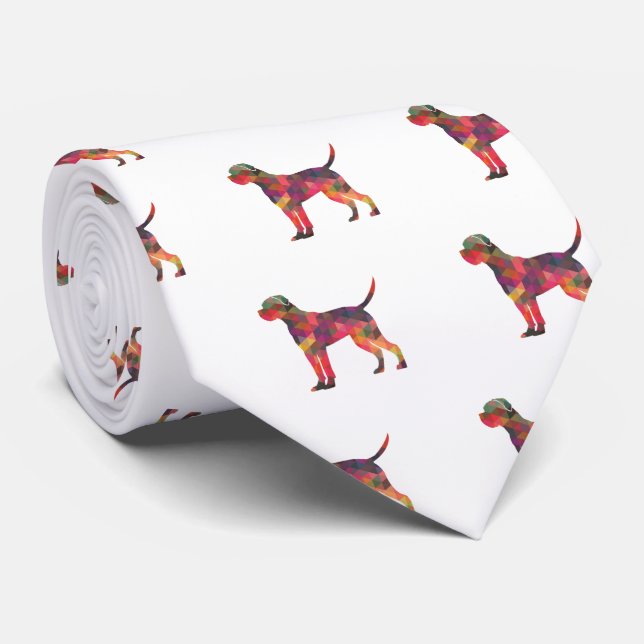 Corbata Cane Corso Dog Geometric Pattern Silhouette Multi (Enrollado)