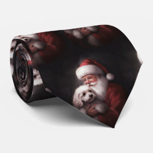 Corbata Caniche Con Claus De Santa Festivo Navidad