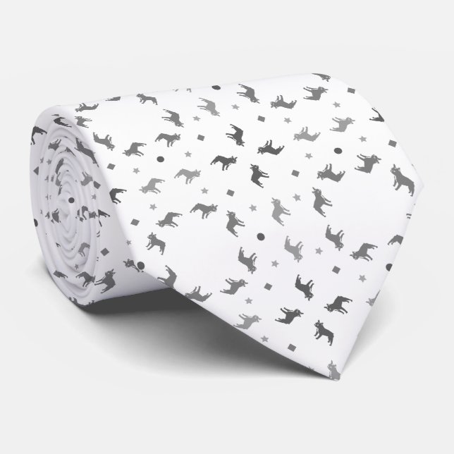 Corbata Canto blanco y negro de Bulldog francés (Enrollado)