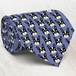 Corbata Canto de cuello azul del Bulldog francés de carame<br><div class="desc">Un divertido Bulldog francés de color negro y blanco o un patrón francés en un fondo azul. Ideal para todos los amantes del perro,  los mascotas,  los caminantes de perros y los veterinarios. Arte original de Nic Squirrell.</div>